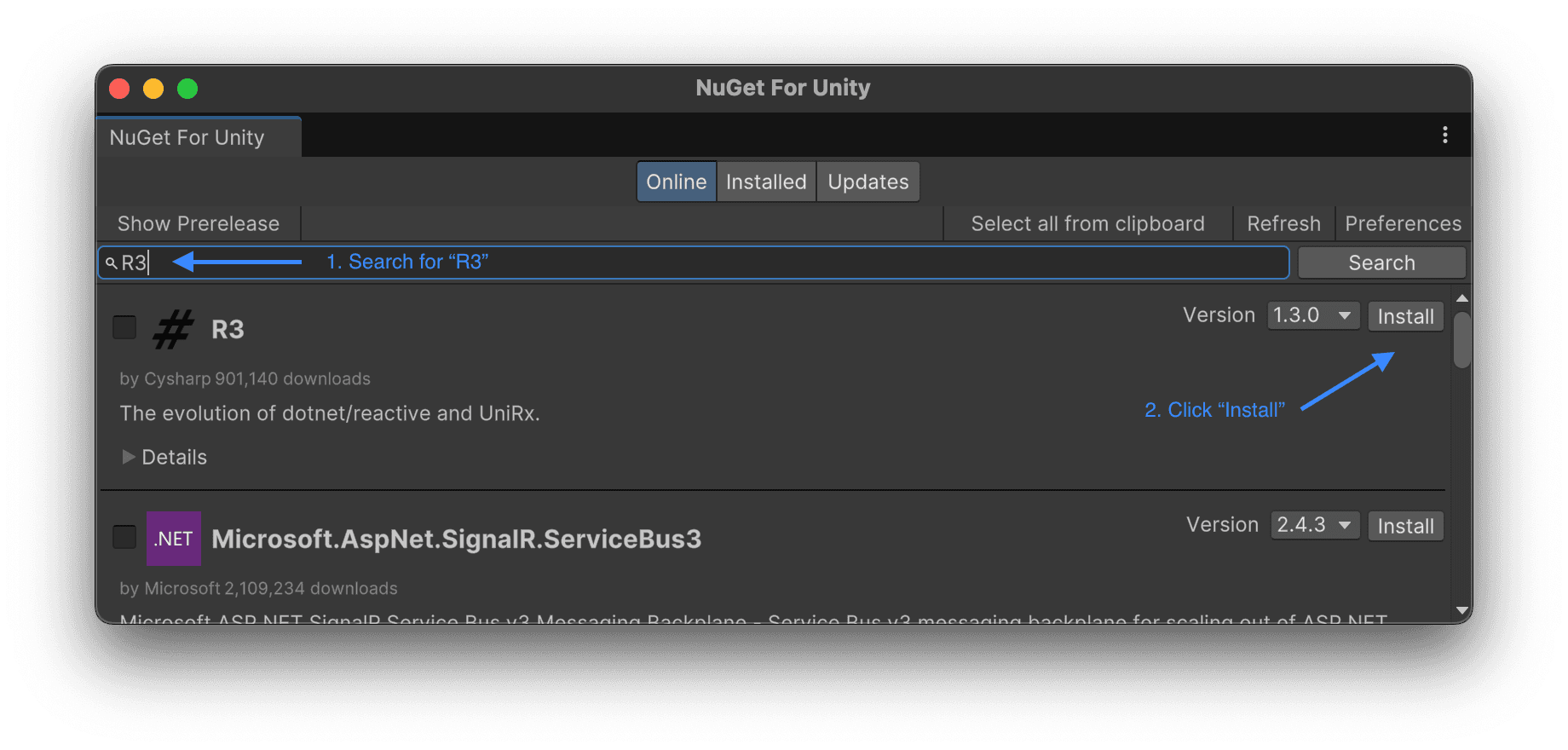 Installing R3 in NuGetForUnity